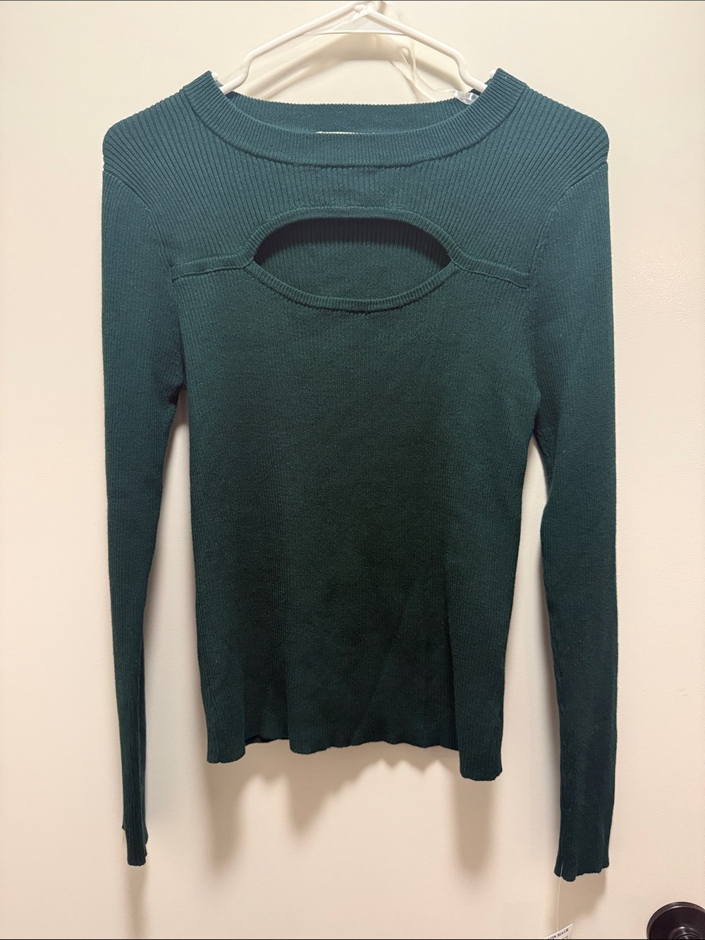 It's Our Time Teal Ribbed Long Sleeve Top with Front Cutout